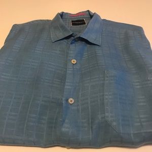 Tommy Bahama blue button up linen shirt